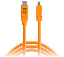 Tetherpro Usb Type-C Male To 8-Pin Mini-Usb 2.0 Type-B Male Cable (15′, Orange)
