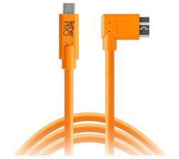 Tetherpro Usb Type-C Male To Micro-Usb 3.0 Type B Male Cable (15′, Orange, Right-Angle)