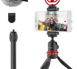 BOYA BY-VG330 Smartphone Video Rig with Mini Tripod, Extension Tube, and Video Microphone