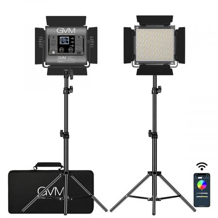GVM 850D 40W Bi-Color RGB Studio Soft LED Panel 2-Light Kit