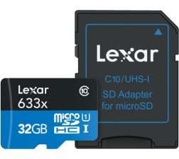 Lexar 32GB High-Performance 633x UHS-I microSDHC Memory Card with SD Adapter